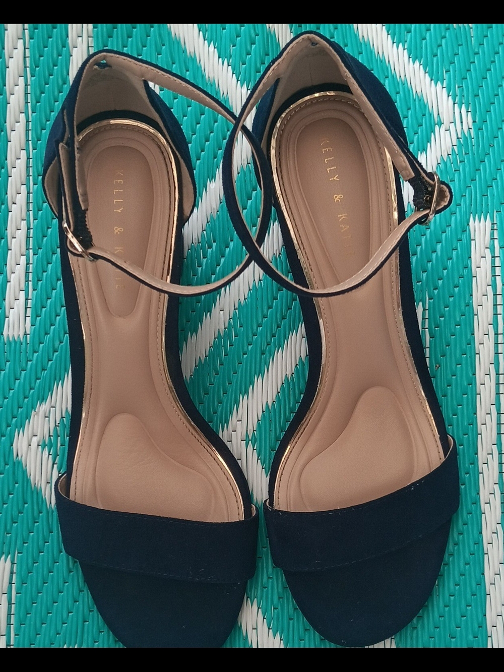 Kelly & Katie Navy Suede Ankle-Strap Sandals